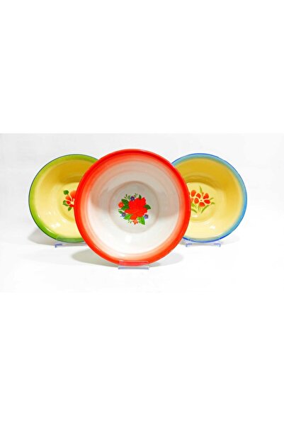 Genel Markalar Emaye 3'lü Set Kase Meyvelik Sebzelik Derin Çinko Tabak 26 Cm