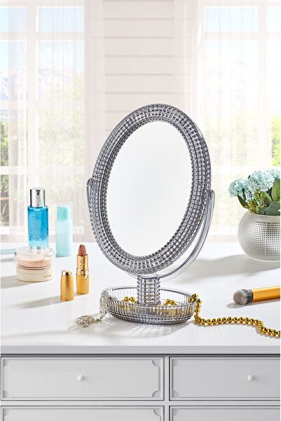 EsdaStore Kristal Desenli Özel Dıamond Makyaj Aynası Füme Renk