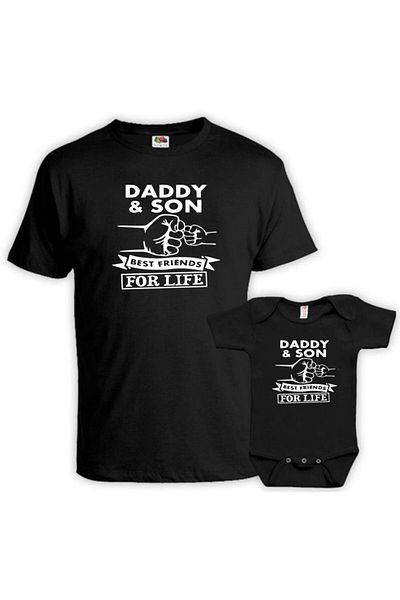 venüsdijital Daddy Son Best Friends Μαύρο Tshirt Zıbın (Μονό προϊόν Συνδυάστε τις τιμές ξεχωριστές)