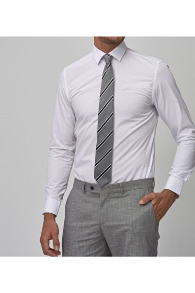 NACAR STORE Men's White Long Sleeve Slim Fit Classic Shirt