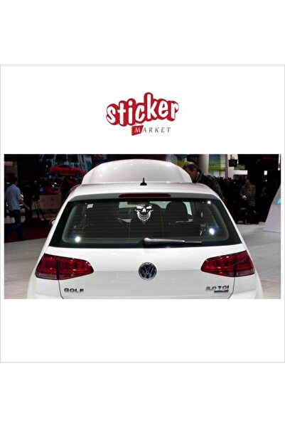Sticker Market Autocolant alb cu craniu