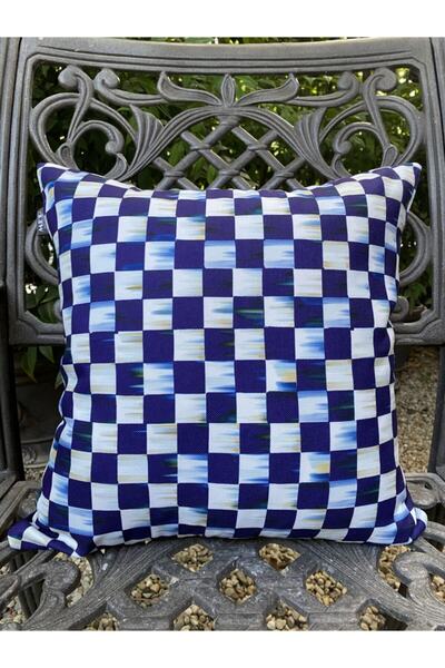 MER HOME Husă de pernă în carouri albastru bleumarin