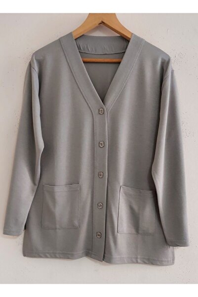 NACAR STORE Women's Beige Mom Seasonal Combed Cardigan with Pocket