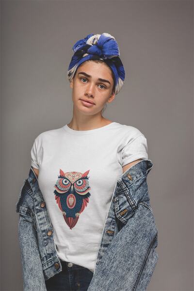 ErTaPassage Bufniță albă cu imprimeu Femei tricou - T3907378