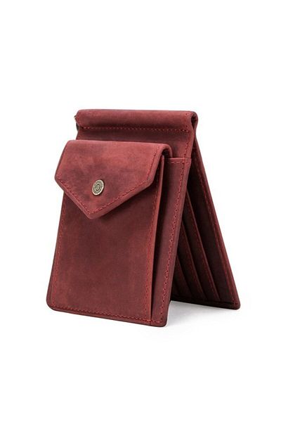 Contact’S Контакти Albi - Портфейл от естествена кожа с RFID защита, червен, от първокласна естествена кожа.