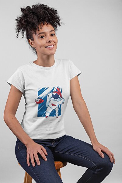 ErTaPassage Astronaut alb de baseball cu imprimeu femei tricou - T4376355