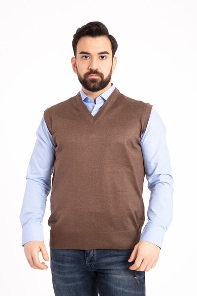 NACAR STORE سترة تريكو صوفية رفيعة برقبة على شكل حرف V للرجال - سترة للأب غير...