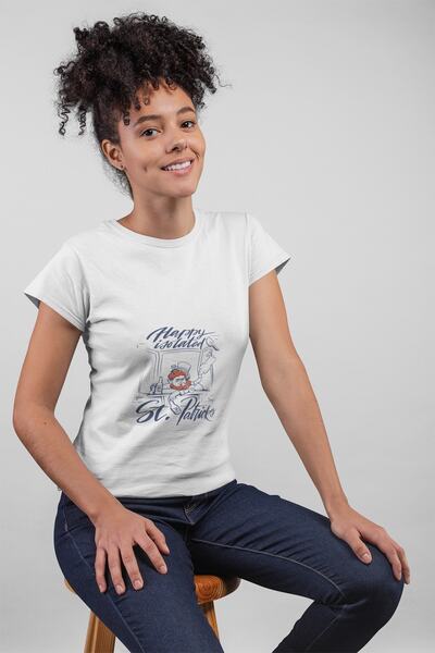 ErTaPassage White Happy Izole cu imprimeu Femei tricou - T3165442