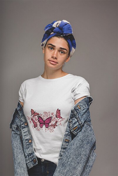 ErTaPassage Γυναικείο μπλουζάκι White Butterfly με τύπωμα - T8249867