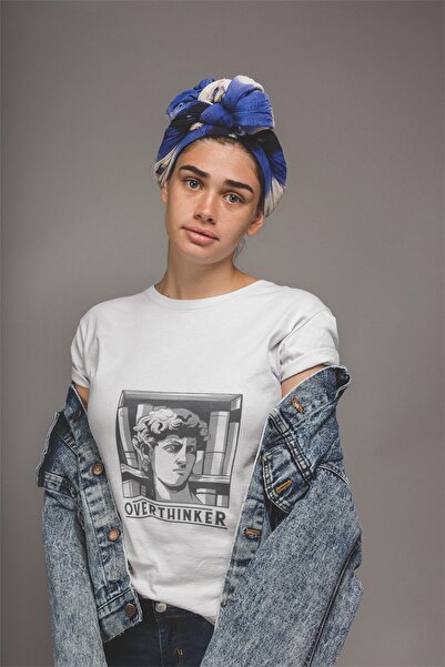 ErTaPassage Bărbatul Alb cu imprimeu Femeie tricou - Gânditorul T6072653