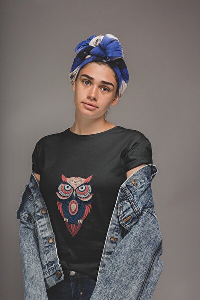 ErTaPassage Baykuş cu imprimeu Black Woman tricou - T5113176