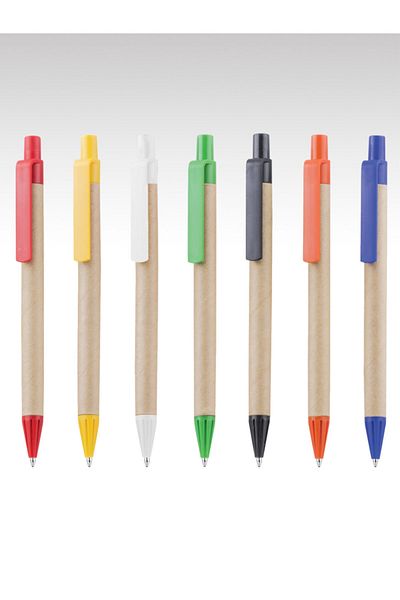 EGESTA 10 Recycled Ballpoint Pens with Blue Ink - White