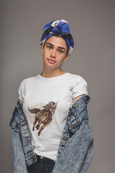ErTaPassage Ženski beli jednorog Štampano standard T-shirt T9343087