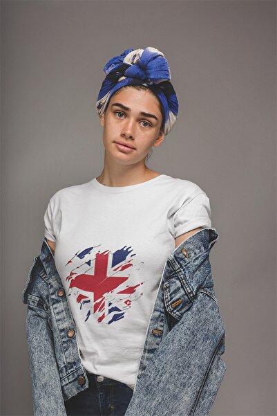 ErTaPassage White Uk Bayrak cu imprimeu Femei tricou - T4361281