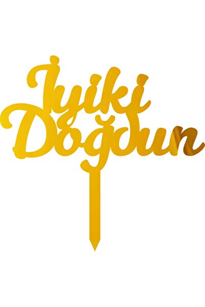 Pleksivent Iyi Ki Doğdun Altın Renk Ayna Pleksi Pasta Süsü