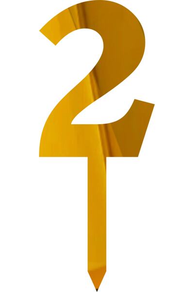 Pleksivent 2 Rakamı Altın Renk Ayna Pleksi Pasta Süsü