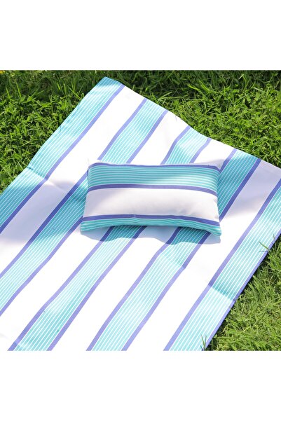 HOMİNG Mini Yastıklı Plaj Ve Piknik Kamp Örtüsü / Kumlanmayan - Su Geçirmeyen Kumaş 150 X 65 Cm