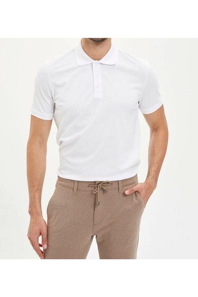 NACAR STORE Ανδρικό μπλουζάκι με λευκό Basic Polo λαιμόκοψη