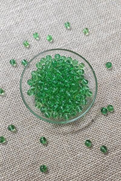 platin hediyelik 100 gram 8mm Şeffaf Yeşil Cam Boncuk