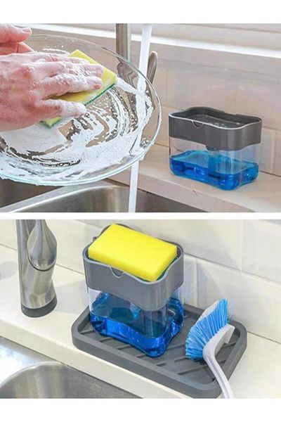 Tor Store 380 Ml Pump Sponge Container Liquid Soap Dispenser (with Dish Sponge Gift)