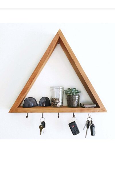 ProDekorX سلسلة مفاتيح خشبية مثلثة مزخرفة صلبة