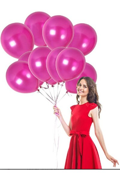 Ekin Süs 100 قطعة من البالونات المعدنية الفوشيا
