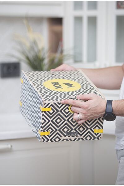 Wodiza Ahşap Kutu Geniş Orta Boy Plaıd Yellow