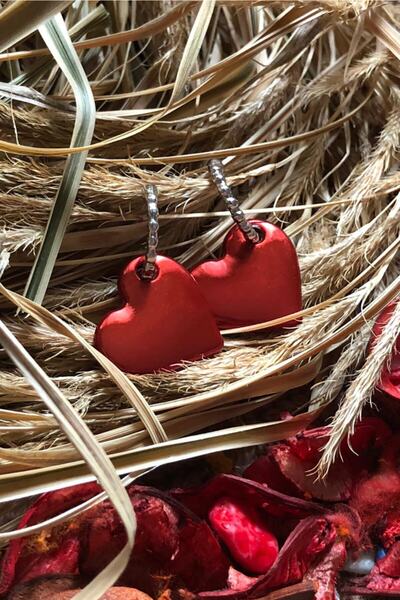 Leerybee الكروم اللون الأحمر أقراط القلب مضاد الأرجية