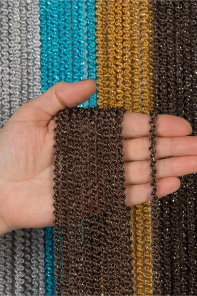 Saççax Exclusive Kahve Altın Renk Bukle Serisi Ip Perde