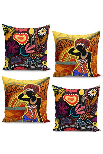 Filamente مجموعة من 4 أكياس وسائد بنمط صورة أفريقية