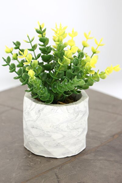 Yapay Çiçek Deposu Beton Saksıda Yapay Masa Çiçeği Model 21