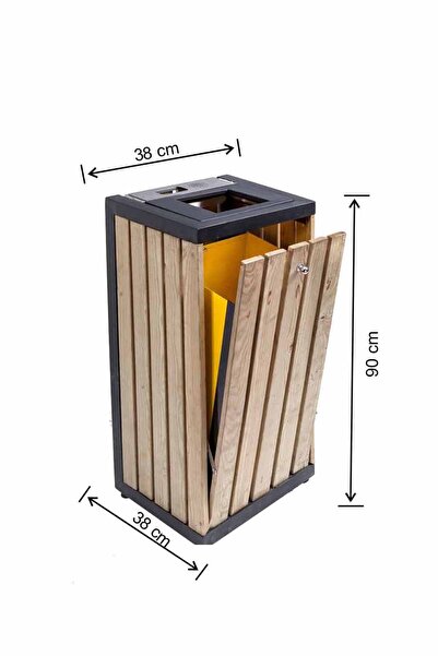 KG-GOLDPAPER 2109 54 Lt Ahşaplı Iç Kovalı Iç Kovalı Dolaplı Küllüklü Kare Çöp Kovası
