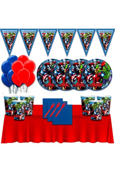 Marvel Avengers Yenilmezler 16 Kişilik Doğum Günü Parti Süsleri Malzemeleri Seti