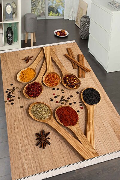 Modern home Dekoratif Baharat Temalı Mutfak Halısı Kolay Temizlenebilen Deri ...