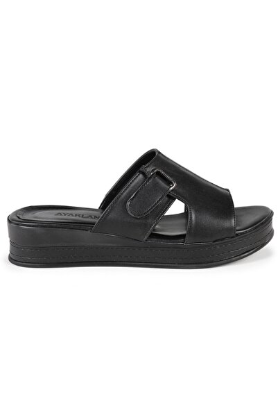 WOGGO Black Plt Velcro Women's Daily Slippers - 164