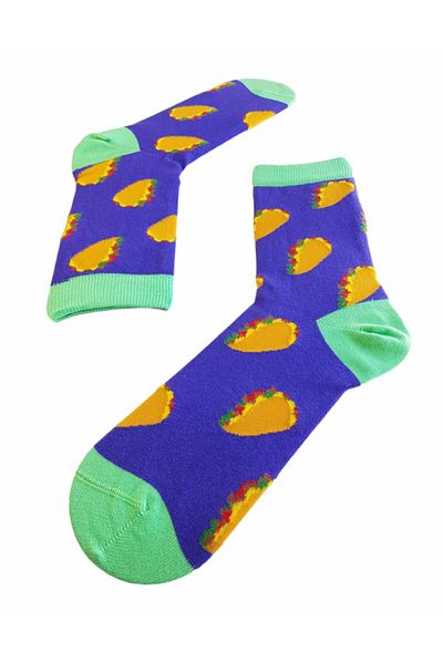 daphne studio Taco Fastfood - Ciorapi pentru femei, roz, violet, cu model, unisex, sub genunchi
