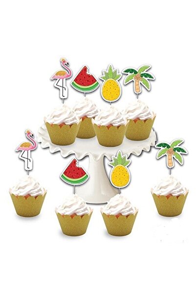 Huzur Party Store Flamingo Karakter Temalı 8'li Simli Deluxe Muffin Kalıbı Kü...