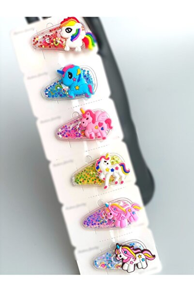 QUEEN AKSESUAR Çocuk Bebek Metal Pensli Parlak Sim Pullu Renkli Unicorn Toka ...