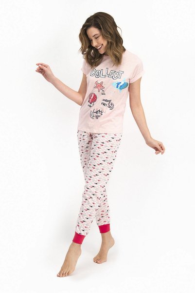 ROLY POLY Mother Daughter Combination Powder Salmon Pajama Set 2460