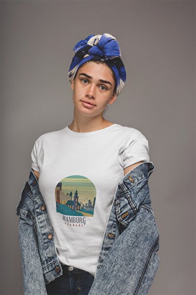 ErTaPassage Бяла дамска тениска с принт от Хамбург - T7250662