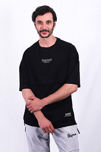 Be Green Erkek Street Style Oversize /siyah-beyaz Baskı