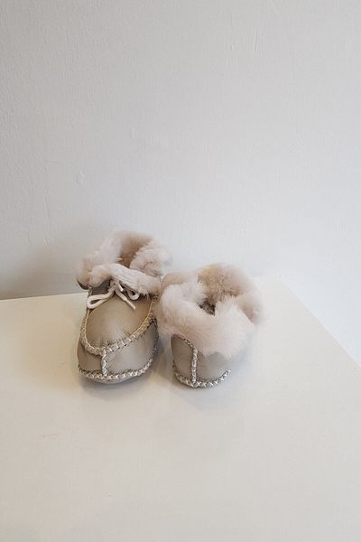 Papulin Unisex Baby Suede Leather Furry Booties
