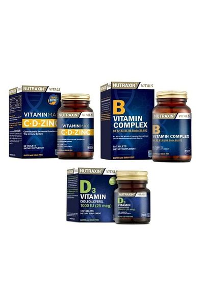 Nutraxin B1, B2, B3, B5, B6, B12 Containing Vitamin B 60 Tablet+vitamin Max 60 Tablet+d3 Vitamin 120 Tablet