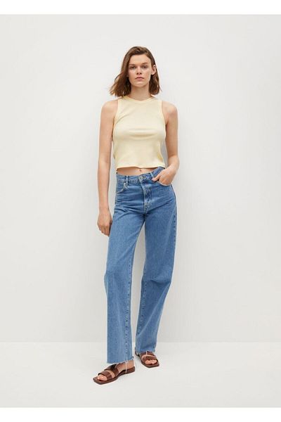 MANGO Woman Women's Yellow Recycled Polyester Blouse