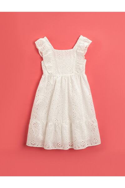 Koton Weißes Spitzenkleid für Mädchen