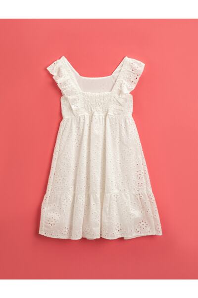 Koton Weißes Spitzenkleid für Mädchen