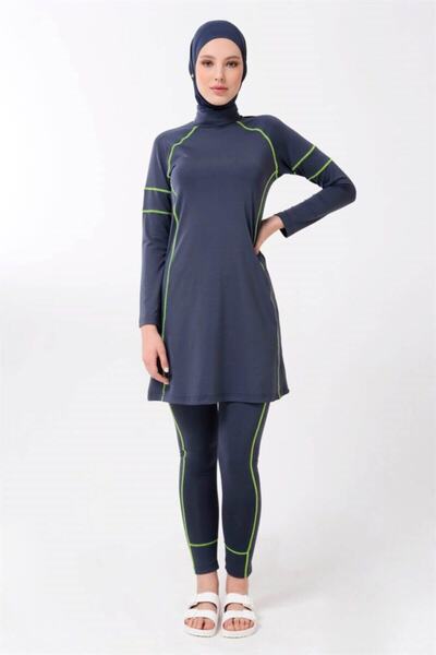 Genel Markalar Kadın Antrasit Çizgili Sportif Tesettür Mayo T21624