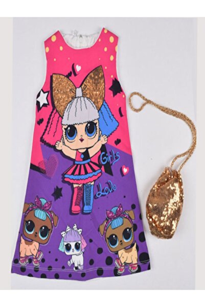 CEBECİ TİCARET Kız Çocuk Fuşya Tam Astarlı Loli Elbise