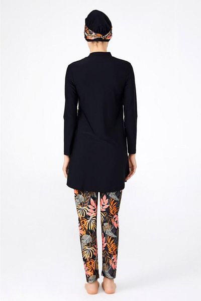 Adasea Дамски черен бански костюм с дизайн от ликра Modest