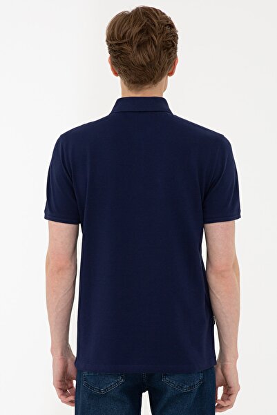 Pierre Cardin Μπλουζάκι με λαιμόκοψη μπλέ Navy Blue Slim Fit Basic Polo Neck T-shirt